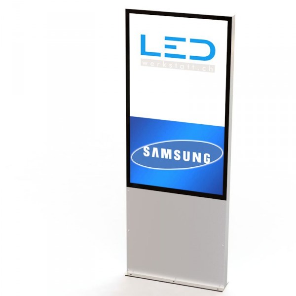55 Zoll Monitorstele Inox Werbepylone, Werbestele, Digital Signage