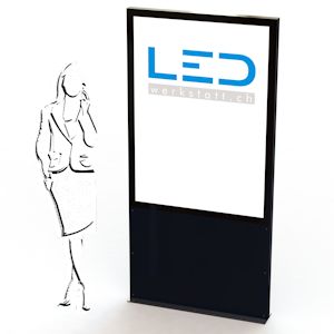 A0-Pylone Schwarz, Leuchtreklame, Leuchtwerbung, LED-Pylonen, LED-Stelen, Werbesäule, Firmenbeschriftung, Signalisation,Enseignes