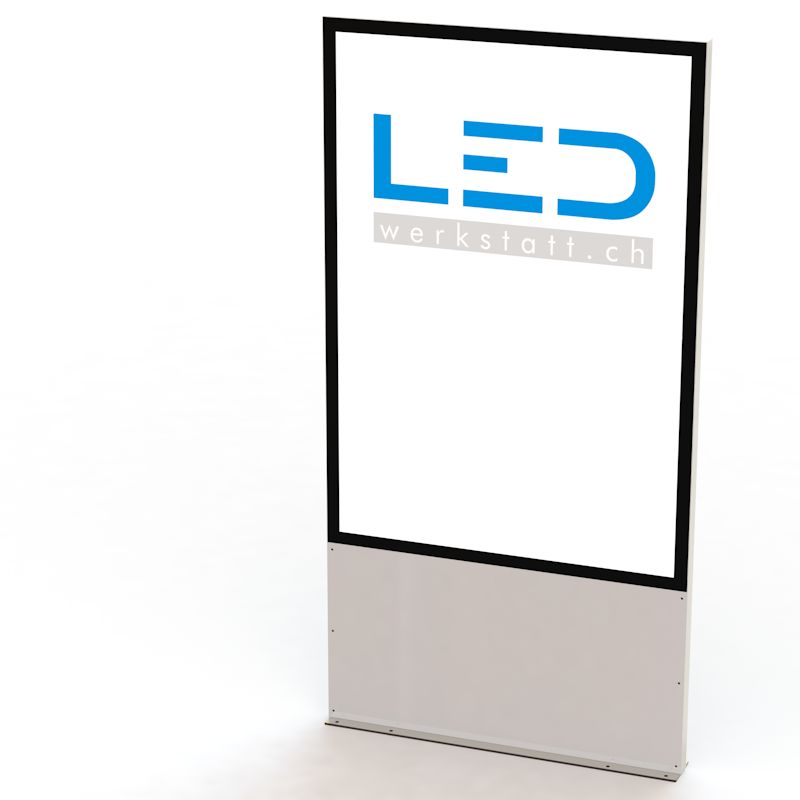 F200 Stele RAL9003 LED Leuchtreklame Panneau, Totem publicitaire, Leuchtwerbung, LED-Pylonen, LED-Stelen, Werbesäule, Firmenbeschriftung, Signalisation, Plakatwerbung