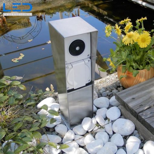 GartenSteckdose Edelstahl 3 x T13 Schweizer Aussensteckdose