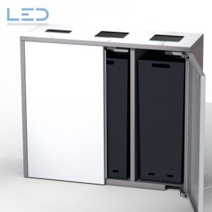 Comodo 3 Recyclingstation, PET, Alu, Innen, Drinnen, Büro, Recycling Station Office, Abfallbehälter, Helvetiabin, Abfallhai, Schlüssel DIN 3223