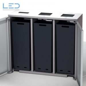 Comodo 3 Recyclingstation, Recycling Behälter, PET, Wertstoffbehälter Alu, Innen, Recycling, Büro, Office, Abfallbehälter, Schlüssel DIN 3223, Helvetiabin, Abfallhai