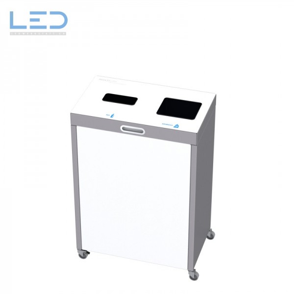 Recclingstation, Wertstoffbehälter Multilith 2.0 PET und Kehricht auf Rollen