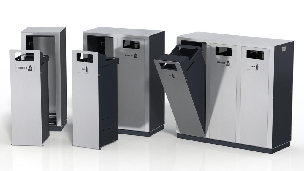 trash, waste management, Recyclingstation, Modulare Recycling Behälter, landscape furniture