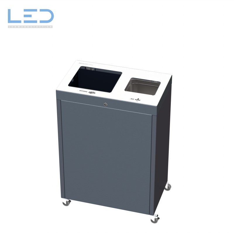 recycle bin, Recyclingstation, Wertstofftrenner, Multilith 2.0, Anthrazit, Schwarz, Abfalleimer,
