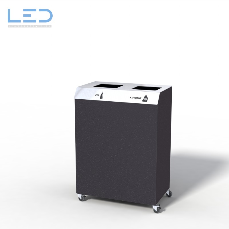 Recyclingstation C2, Abfallbehälter, Wertstoffbehälter, Waste Bin, Design Abfalltrenner, 110l, Edelstahl, Schwarz, DB703, Recyclin Station, Poubelle, Abfalltrenner, Recycling, waste management