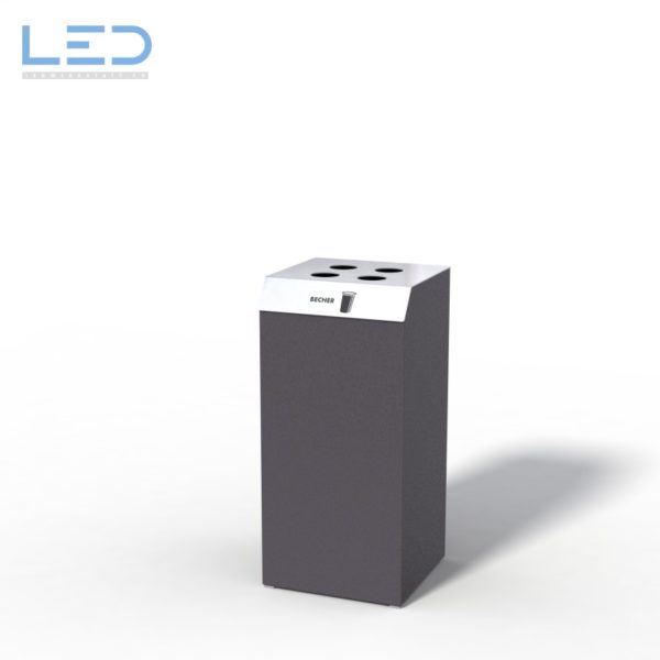 Recyclingstation C1-Bin, Design Abfallbehälter, Wertstoffbehälter, Waste Bin, Abfalltrenner, 110l, Edelstahl, Schwarz, DB703, Recycling Station, Büro, Innen, Drinnen, Innenraum, Entsorgung, waste management