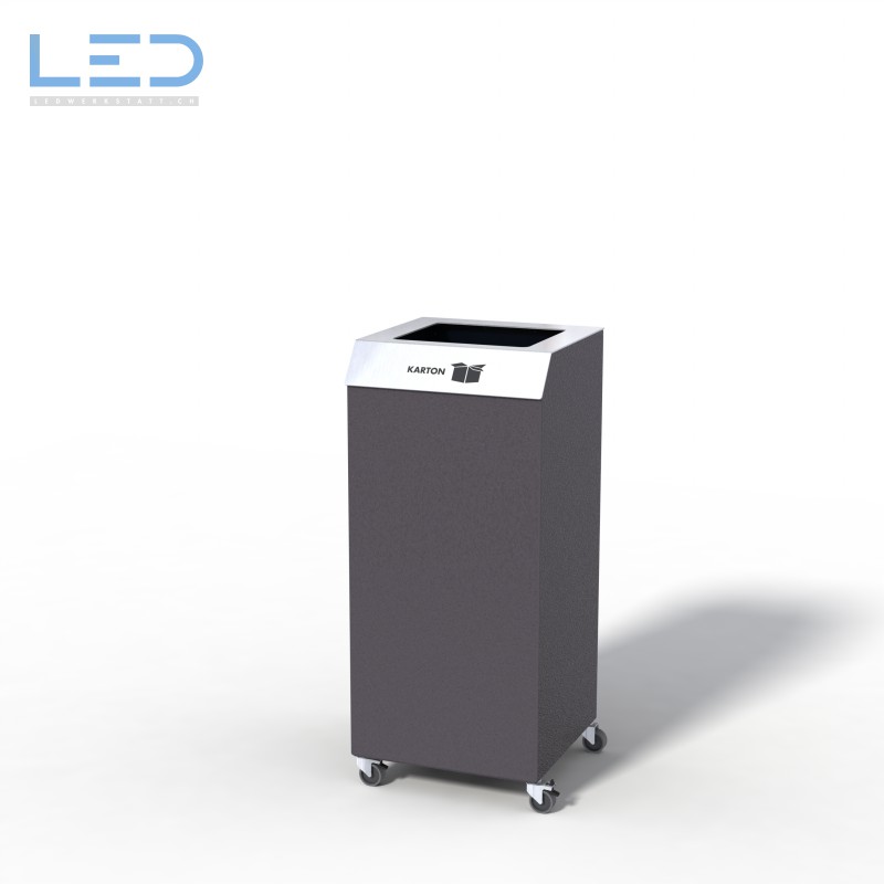 Recyclingstation C1-Bin, Design Abfallbehälter, Wertstoffbehälter, Waste Bin, Abfalltrenner, 110l, Edelstahl, Schwarz, DB703, Recycling Station, Büro, Innen, Drinnen, Innenraum, Entsorgung, Robidog, Abfallhai, Helvetiabin, Abfalleimer,