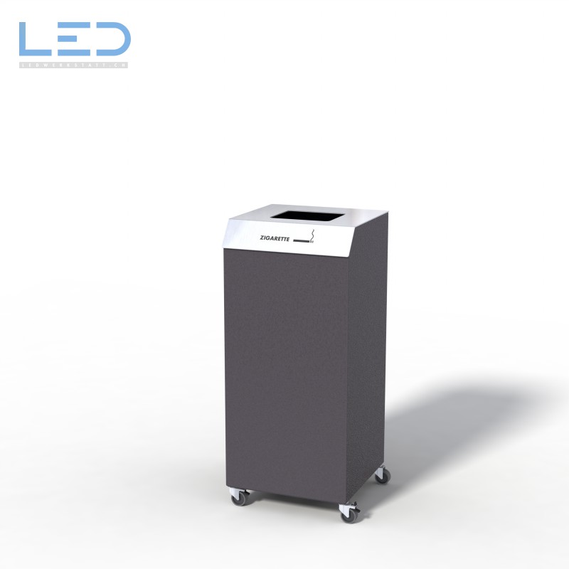 Ascher, Recyclingstation C1-Bin, Design Abfallbehälter, Wertstoffbehälter, Waste Bin, Abfalltrenner, 110l, Edelstahl, Schwarz, DB703, Recycling Station, Büro, Innen, Drinnen, Innenraum, Entsorgung, Robidog, Abfallhai, Helvetiabin