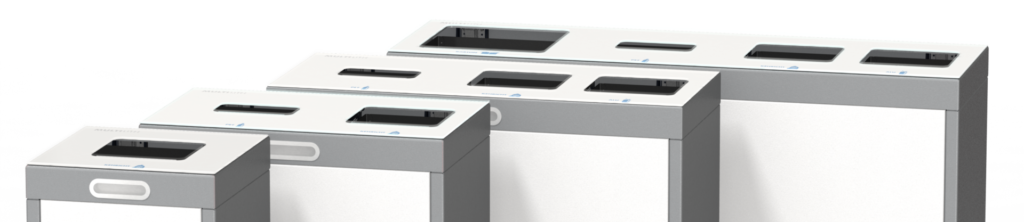 Recyclingstation Multilith ™, Entsorgungssystem, Abfallmobiliar, landscape furniture, public waste bins, Poubelle Recyclage, PET Recycling, landscape furniture