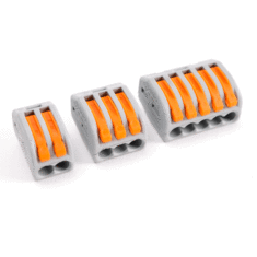 WAGO Klemme, Verbindungsklemme 3-fach für starre und flexible Kabel bis 4mm³, lösbar