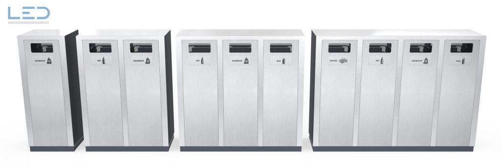 W-Serie Recyclingstation, Recycling Station, Wertstofftrenner, Wertstoffbehälter, PET, 110 Liter, landscape furniture
