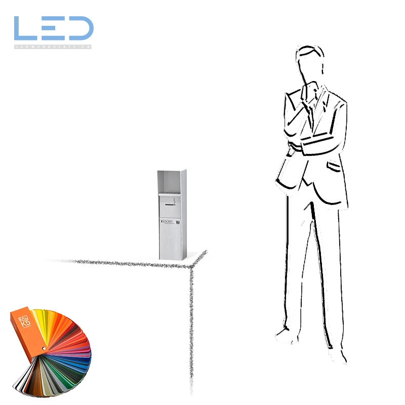 Standascher ESOCKET 350-S, Stand-Ascher 350-S in RAL Farbe, Inox Ascher für den Aussenraum, Public Elements, Public Furniture