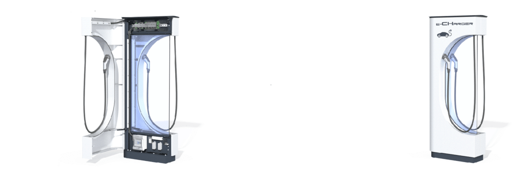 E-Ladesäulen, E-Charger, Stromtankstelle, E-Mobility 2 x 22 KWh, 32A 5P, Ladestation für E-Auto mit Lastmanagement und FI-B, Swissmade