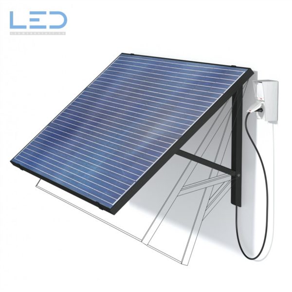 Monokristallines Solar-Modul 230 V, Plug In, Plug and Play, PV Modul für Balkon, Wand oder Garten, einstecken und Srom produzieren. T13
