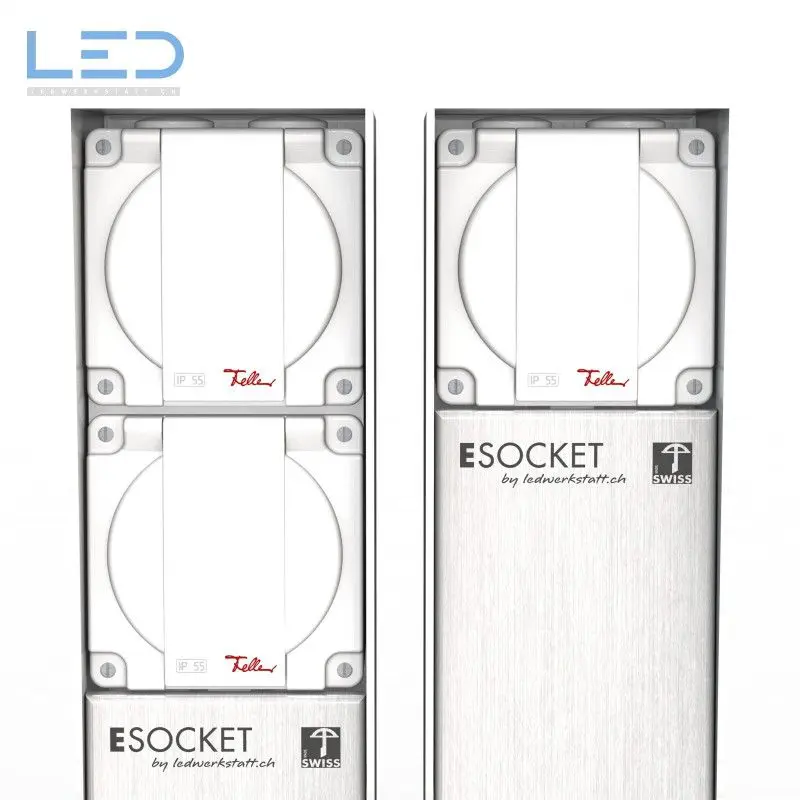 Steckdosensäule Feller NAP, NEVO, ESOCKET Energiesäule T13, Versorgungssäule, Aussensteckdose Säule, Elektromaterial IP54, Swiss Made