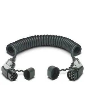 Spiral Ladekabel Typ 2, AC-Ladekabel mit Ladestecker, C-Line schwarz / grau, IEC 62196-2, 20-32 A / 480 V (AC), Elektromaterial, E-Mobility