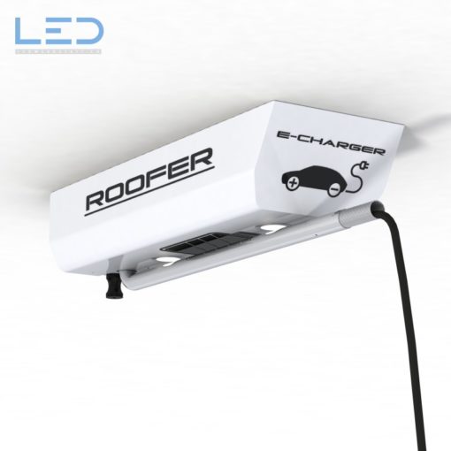 ROOFER E-Charger für ein sicheres Laden mit Überspannungsschutz und Fehlerstrom Absicherung. AC Ladestation mit Typ2 Stecker, bis 22 kWh / 32A