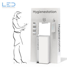 Hygienewand Inox, Hygienestation, Hygienedisplay, Hygienekonzept Einzelhandel, Schutzhandschuhe, Desinfektion, Papiertücher, Corona Virus