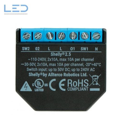 Digital Switch Shelly 2.5, WiFi-Switch und Rollladen Aktor, Schaltaktor für Licht, Leistung und Rollladen, passt in jede UP-AP Einbaudose