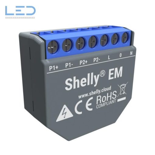 Shelly EM WiFi-Energy Meter inkl. 50 A Stromwandlerklemme, Zwei unabhängig Kanäle zum Messen von bis zu 120 A pro Kanal