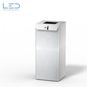 Slider PET Recyclingbehälter, Wertstoffbehälter Edelstahl 1.4301 für Private und KMU's, Design Abfallbehälter, Recycling Box ,110l Fraktion