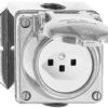 Robust Alu-Guss Steckdose Nass Typ 23, 3pol 16A, 230V, 1,5mm², L+N+PE, Mit Steckklemmen, Anbauhöhe 68 mm, IP54 , 98 x 83 mm, Swissmade