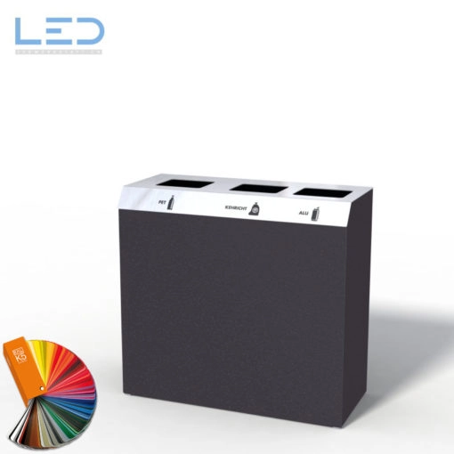 Recyclingstation C3 Bin Color Abfalltrenner in allen RAL Farben erhältlich, Design Recycling Box für moderne Innenräume Swiss Made