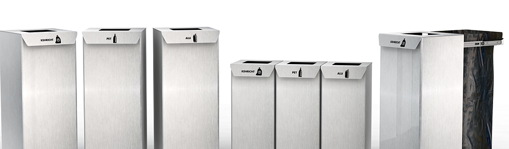 S-Slider Recyclingstation, Moderne Wertstoffbehälter mit 110 Liter für den Innenraum, Büro, Flur