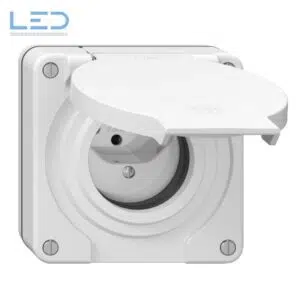 NUP-Steckdose NEVO T13 IP55 weiss, gemäss SN 441011 mit roter Dichtung, EAN-Nr 7613175578491, Feller Elektromaterial