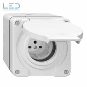 NAP-Steckdose NEVO 1×T15 IP55 gemäss SN 441011 m roter Dichtung weiss