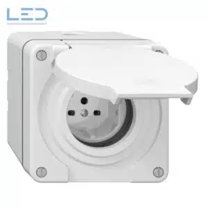 NAP-Steckdose NEVO 1×T15 IP55 gemäss SN 441011 m roter Dichtung weiss NAP-Steckdose NEVO 1×T15 IP55 gemäss SN 441011 m roter Dichtung weiss