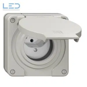 UP-Steckdose NEVO SNAPFIX® 1×T13 10A 250V 87×87×34mm IP55 lgu, EAN-Nr 7613175578514 Elektromaterial