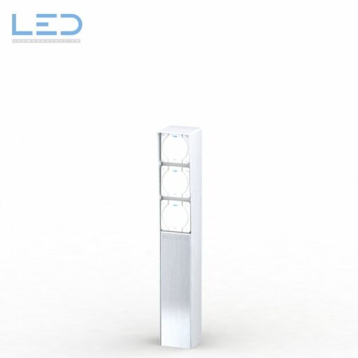 ESOCKET 600-H NAP3, Energiesäulse für Hager NAP Apparate 3 Fach, Säule aus geschliffenem Edelstahl