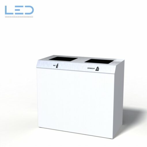 C2-Bin 130 Liter PET-Kehricht Recyclingstation in Signalweiss RAL9003 auf PTFE Gleitern