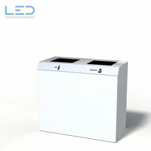 C2-Bin 130 Liter PET-Kehricht Recyclingstation in Signalweiss RAL9003 auf PTFE Gleitern