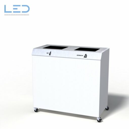 C2-Bin 130 Liter PET-Kehricht Recyclingstation in Signalweiss RAL9003 auf Lenkrollen