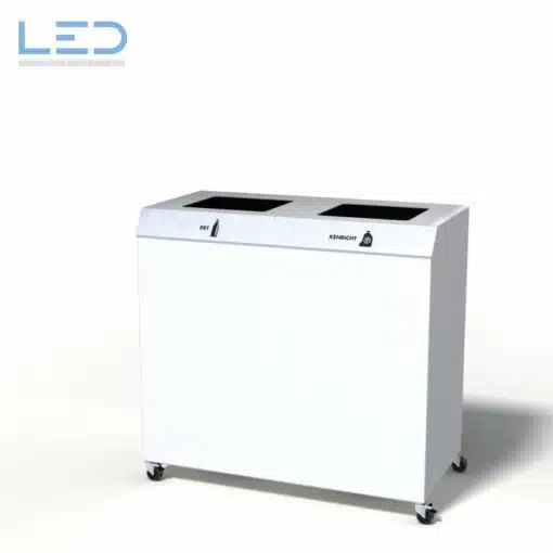 C2-Bin 130 Liter PET-Kehricht Recyclingstation in Signalweiss RAL9003 auf Lenkrollen