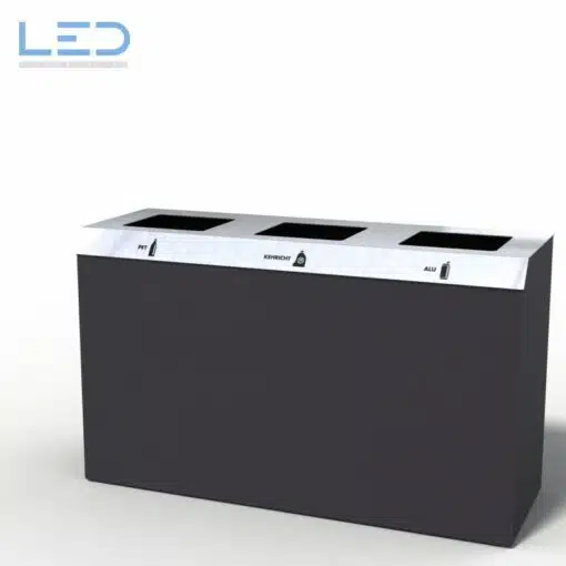 C3-Bin 130 Liter PET-Kehricht- Alu Recyclingstatione in Antrazith DB703 auch PTFE Gleitern für hoch frequentierte Standorte