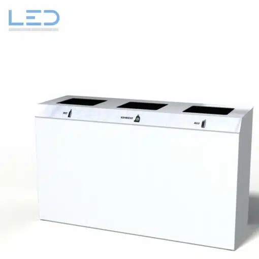 C3-Bin 130 Liter PET-Kehricht- Alu Recyclingstatione in Signalweiss RAL 9003 auf PTFE Gleitern für hoch frequentierte Standorte