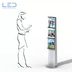 Prospekt Ständer für Messen aus Edelstahl und ESG Glas