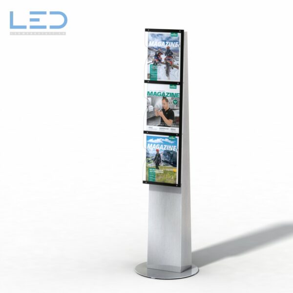 Prospekt Display für Messen aus Edelstahl und ESG Glas