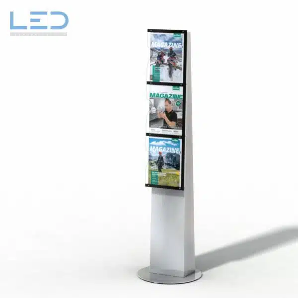 Prospekt Display für Messen aus Edelstahl und ESG Glas