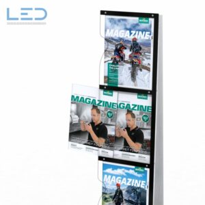 Prospekt Ständer für Messen aus Edelstahl und ESG Glas